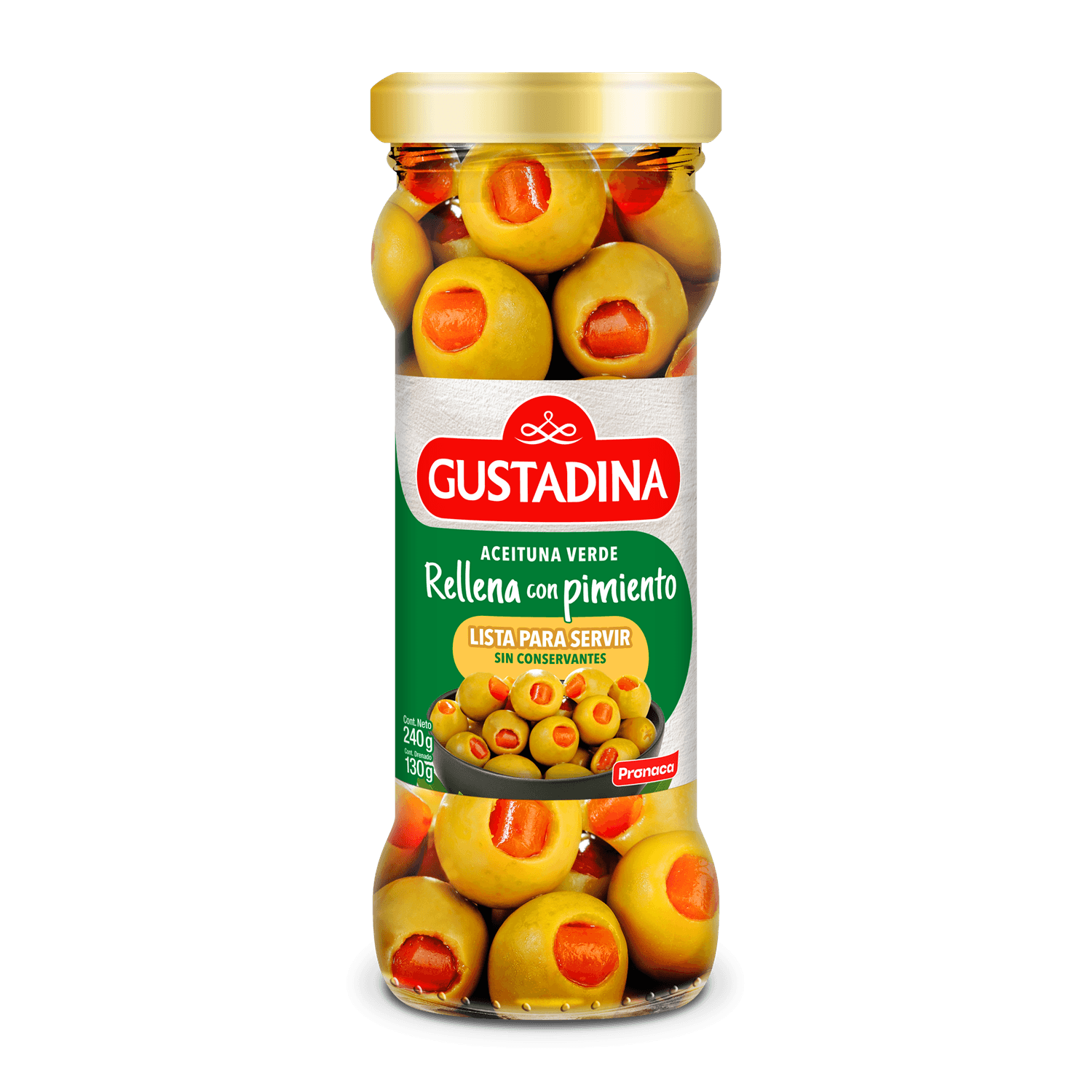 ACEITUNAS VERDES RELLENAS DE PIMIENTO 240 G